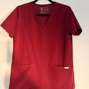 Figs Casma Burgundy Scrub Top